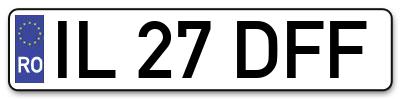 Placuta inmatriculare numar auto  IL-27-DFF, IL 27 DFF, IL27DFF
