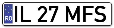 Placuta inmatriculare numar auto  IL-27-MFS, IL 27 MFS, IL27MFS