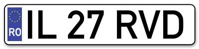 Placuta inmatriculare numar auto  IL-27-RVD, IL 27 RVD, IL27RVD