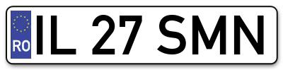 Placuta inmatriculare numar auto  IL-27-SMN, IL 27 SMN, IL27SMN