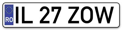 Placuta inmatriculare numar auto  IL-27-ZOW, IL 27 ZOW, IL27ZOW