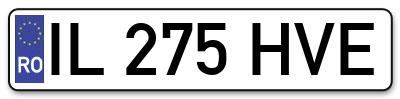 Placuta inmatriculare numar auto  IL-275-HVE, IL 275 HVE, IL275HVE