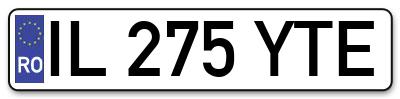 Placuta inmatriculare numar auto  IL-275-YTE, IL 275 YTE, IL275YTE