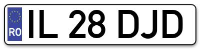 Placuta inmatriculare numar auto  IL-28-DJD, IL 28 DJD, IL28DJD