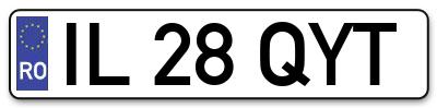 Placuta inmatriculare numar auto  IL-28-QYT, IL 28 QYT, IL28QYT