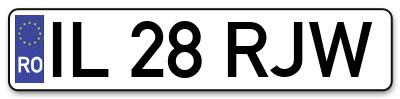 Placuta inmatriculare numar auto  IL-28-RJW, IL 28 RJW, IL28RJW