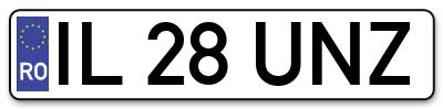 Placuta inmatriculare numar auto  IL-28-UNZ, IL 28 UNZ, IL28UNZ