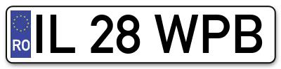 Placuta inmatriculare numar auto  IL-28-WPB, IL 28 WPB, IL28WPB