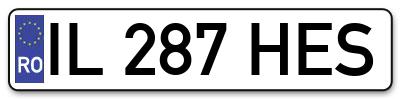 Placuta inmatriculare numar auto  IL-287-HES, IL 287 HES, IL287HES