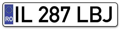 Placuta inmatriculare numar auto  IL-287-LBJ, IL 287 LBJ, IL287LBJ