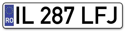 Placuta inmatriculare numar auto  IL-287-LFJ, IL 287 LFJ, IL287LFJ