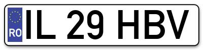 Placuta inmatriculare numar auto  IL-29-HBV, IL 29 HBV, IL29HBV