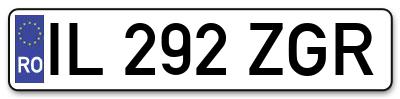 Placuta inmatriculare numar auto  IL-292-ZGR, IL 292 ZGR, IL292ZGR
