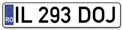 Placuta inmatriculare numar auto  IL-293-DOJ, IL 293 DOJ, IL293DOJ