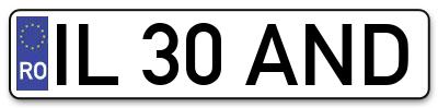 Placuta inmatriculare numar auto  IL-30-AND, IL 30 AND, IL30AND