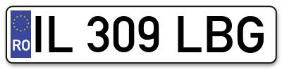 Placuta inmatriculare numar auto  IL-309-LBG, IL 309 LBG, IL309LBG