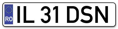 Placuta inmatriculare numar auto  IL-31-DSN, IL 31 DSN, IL31DSN