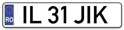 Placuta inmatriculare numar auto  IL-31-JIK, IL 31 JIK, IL31JIK
