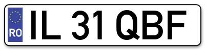 Placuta inmatriculare numar auto  IL-31-QBF, IL 31 QBF, IL31QBF