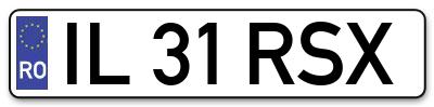Placuta inmatriculare numar auto  IL-31-RSX, IL 31 RSX, IL31RSX