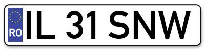 Placuta inmatriculare numar auto  IL-31-SNW, IL 31 SNW, IL31SNW