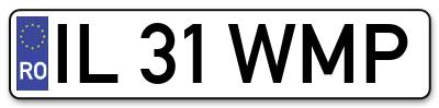 Placuta inmatriculare numar auto  IL-31-WMP, IL 31 WMP, IL31WMP