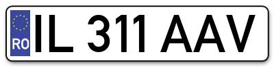 Placuta inmatriculare numar auto  IL-311-AAV, IL 311 AAV, IL311AAV