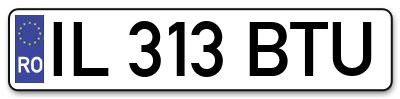Placuta inmatriculare numar auto  IL-313-BTU, IL 313 BTU, IL313BTU