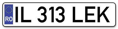 Placuta inmatriculare numar auto  IL-313-LEK, IL 313 LEK, IL313LEK