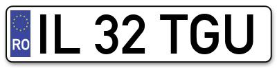 Placuta inmatriculare numar auto  IL-32-TGU, IL 32 TGU, IL32TGU