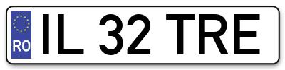 Placuta inmatriculare numar auto  IL-32-TRE, IL 32 TRE, IL32TRE