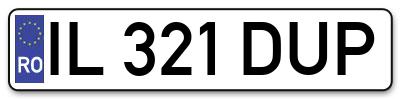 Placuta inmatriculare numar auto  IL-321-DUP, IL 321 DUP, IL321DUP