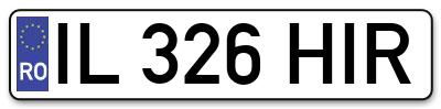 Placuta inmatriculare numar auto  IL-326-HIR, IL 326 HIR, IL326HIR