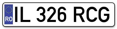 Placuta inmatriculare numar auto  IL-326-RCG, IL 326 RCG, IL326RCG