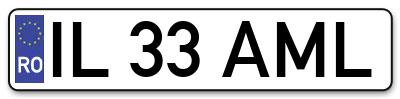 Placuta inmatriculare numar auto  IL-33-AML, IL 33 AML, IL33AML