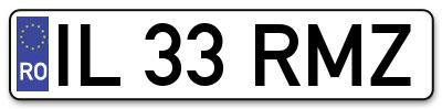 Placuta inmatriculare numar auto  IL-33-RMZ, IL 33 RMZ, IL33RMZ