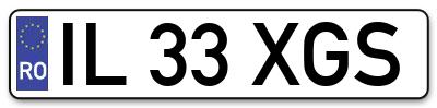 Placuta inmatriculare numar auto  IL-33-XGS, IL 33 XGS, IL33XGS