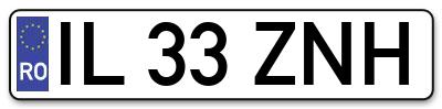 Placuta inmatriculare numar auto  IL-33-ZNH, IL 33 ZNH, IL33ZNH