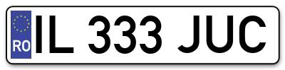 Placuta inmatriculare numar auto  IL-333-JUC, IL 333 JUC, IL333JUC