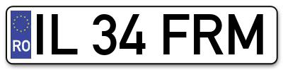 Placuta inmatriculare numar auto  IL-34-FRM, IL 34 FRM, IL34FRM