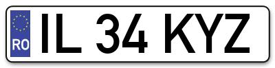 Placuta inmatriculare numar auto  IL-34-KYZ, IL 34 KYZ, IL34KYZ