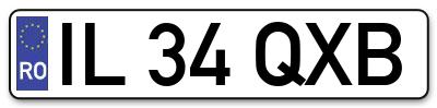 Placuta inmatriculare numar auto  IL-34-QXB, IL 34 QXB, IL34QXB