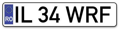 Placuta inmatriculare numar auto  IL-34-WRF, IL 34 WRF, IL34WRF