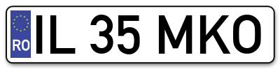 Placuta inmatriculare numar auto  IL-35-MKO, IL 35 MKO, IL35MKO