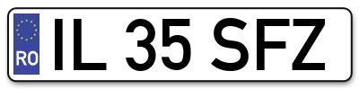 Placuta inmatriculare numar auto  IL-35-SFZ, IL 35 SFZ, IL35SFZ