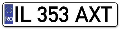 Placuta inmatriculare numar auto  IL-353-AXT, IL 353 AXT, IL353AXT