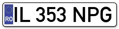 Placuta inmatriculare numar auto  IL-353-NPG, IL 353 NPG, IL353NPG