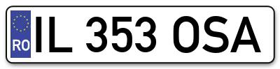Placuta inmatriculare numar auto  IL-353-OSA, IL 353 OSA, IL353OSA