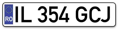 Placuta inmatriculare numar auto  IL-354-GCJ, IL 354 GCJ, IL354GCJ