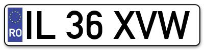 Placuta inmatriculare numar auto  IL-36-XVW, IL 36 XVW, IL36XVW